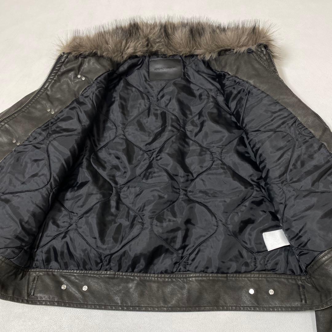 未使用 ANDER HUNK ファイヤーマンデザインファーライダースジャケット