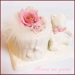 プリザーブドフラワーピンク シロクマの贈り物 プレゼント