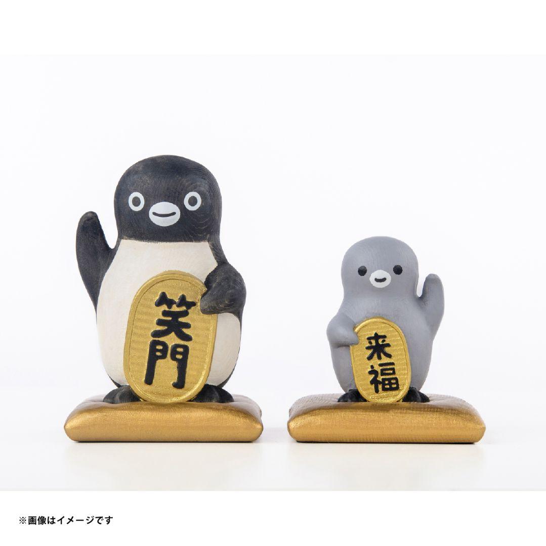 *kei*Suicaのペンギン木彫りの招きペンギン　笑門来福