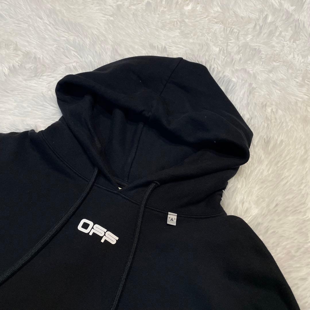 OFF-WHITE プリント 黒 フード付きパーカー
