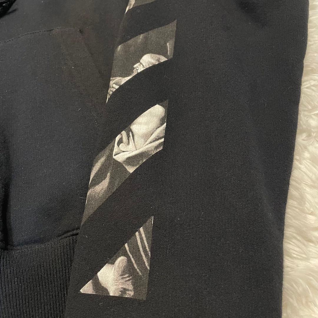 OFF-WHITE プリント 黒 フード付きパーカー