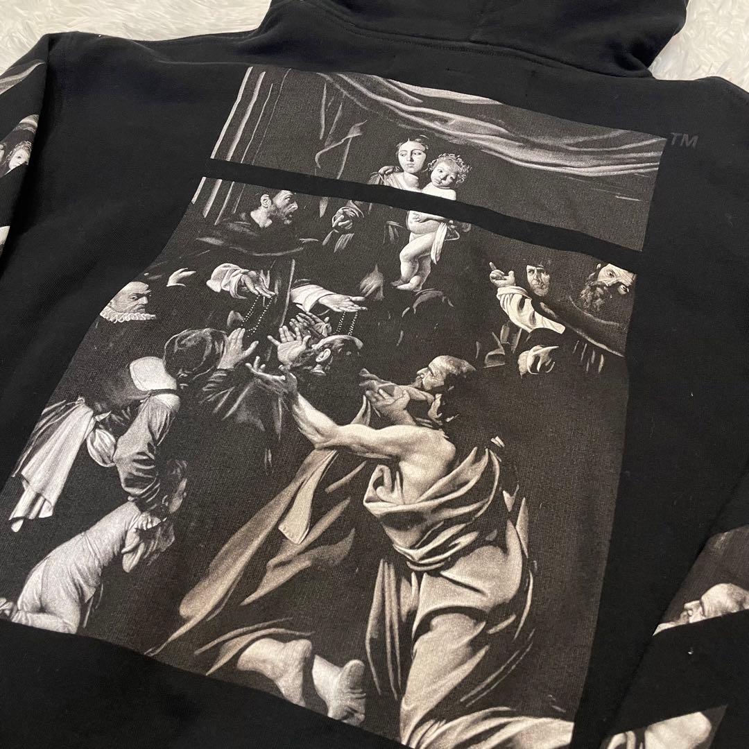 OFF-WHITE プリント 黒 フード付きパーカー