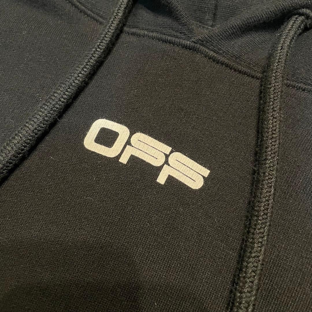 OFF-WHITE プリント 黒 フード付きパーカー