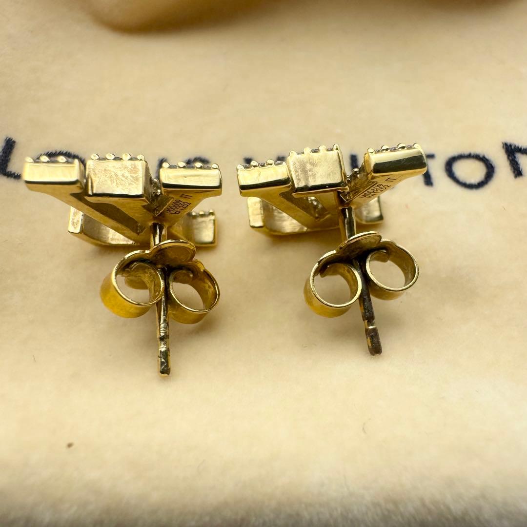 ルイヴィトン ピアス ゴールド LV アイコニック ストラス モノグラム 箱付き