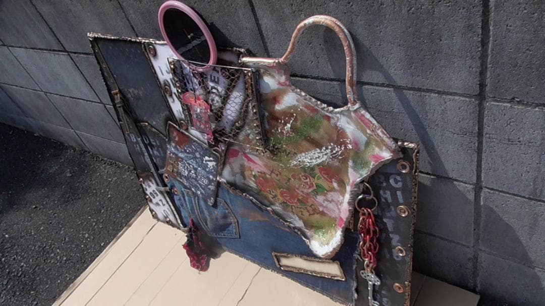 インテリアボード 木製 デニム/ジーンズ/金網/ダメージ エドハーディー