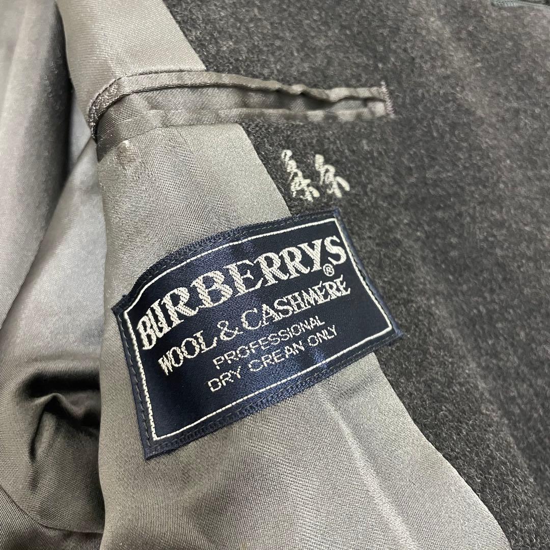 【美品】バーバリー カシミヤ ウール ステンカラーコート チャコールグレー M