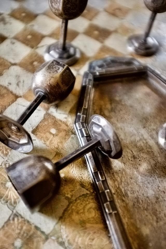 1900s フランス 多数派オクトゴナル リキュールカップとトレイ アンティーク