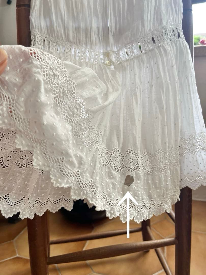 ◆フランスアンティーク｜子供用セレモニードレス洗礼式白レーステディベアドール