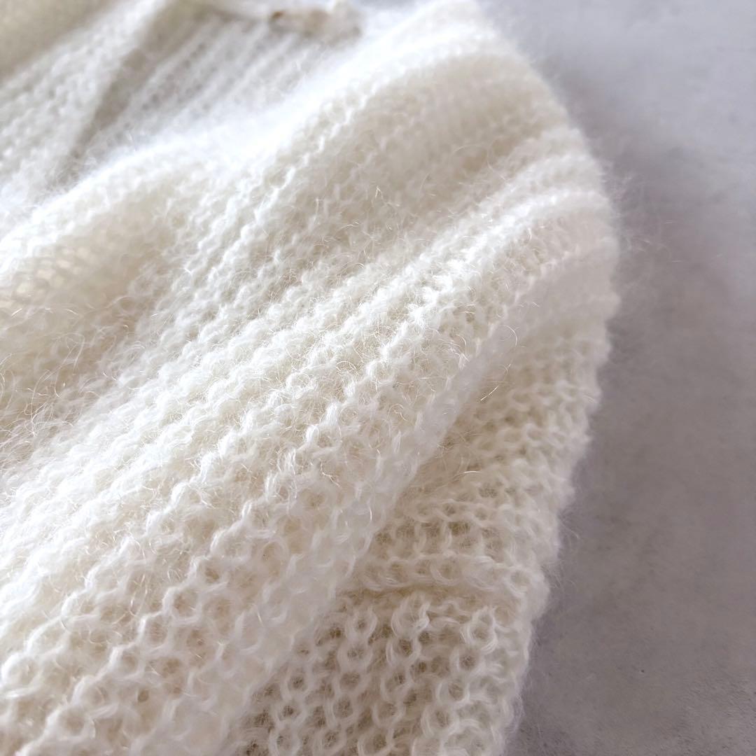 極美品　プラージュ　キッドモヘヤMix　カタアゼ　Vネック　プルオーバー　ニット