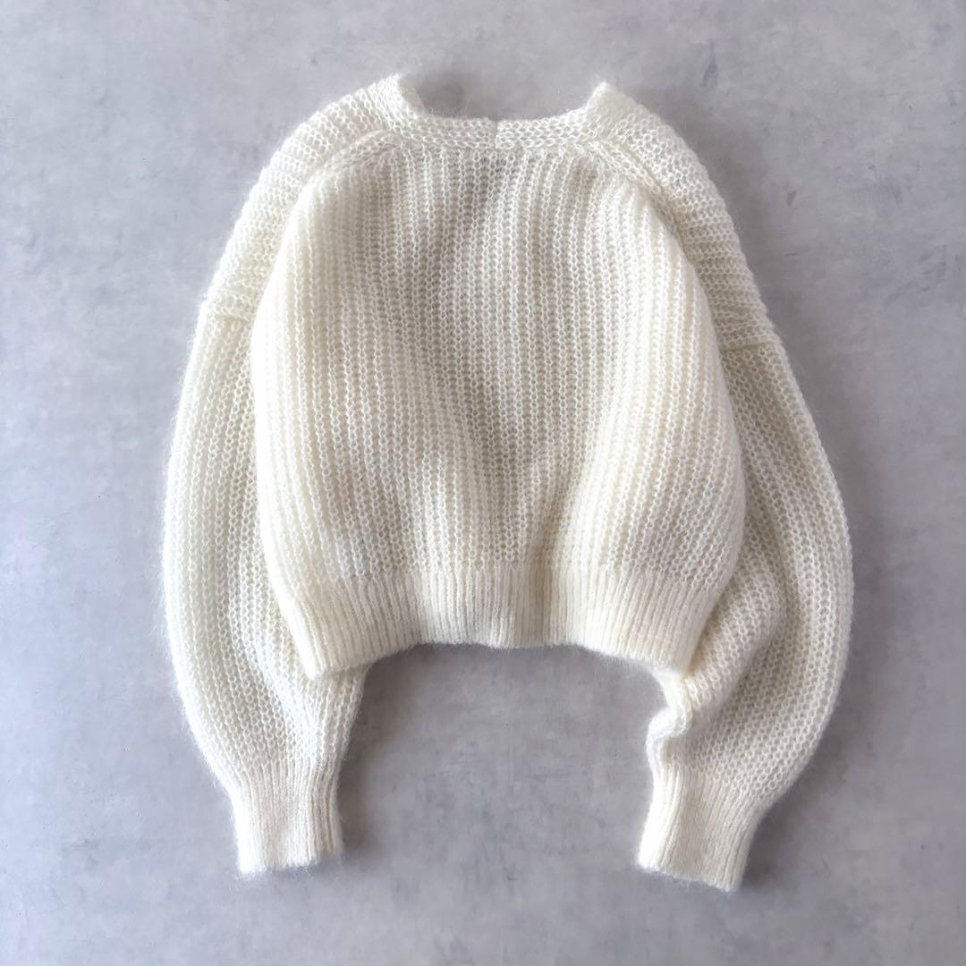 極美品　プラージュ　キッドモヘヤMix　カタアゼ　Vネック　プルオーバー　ニット