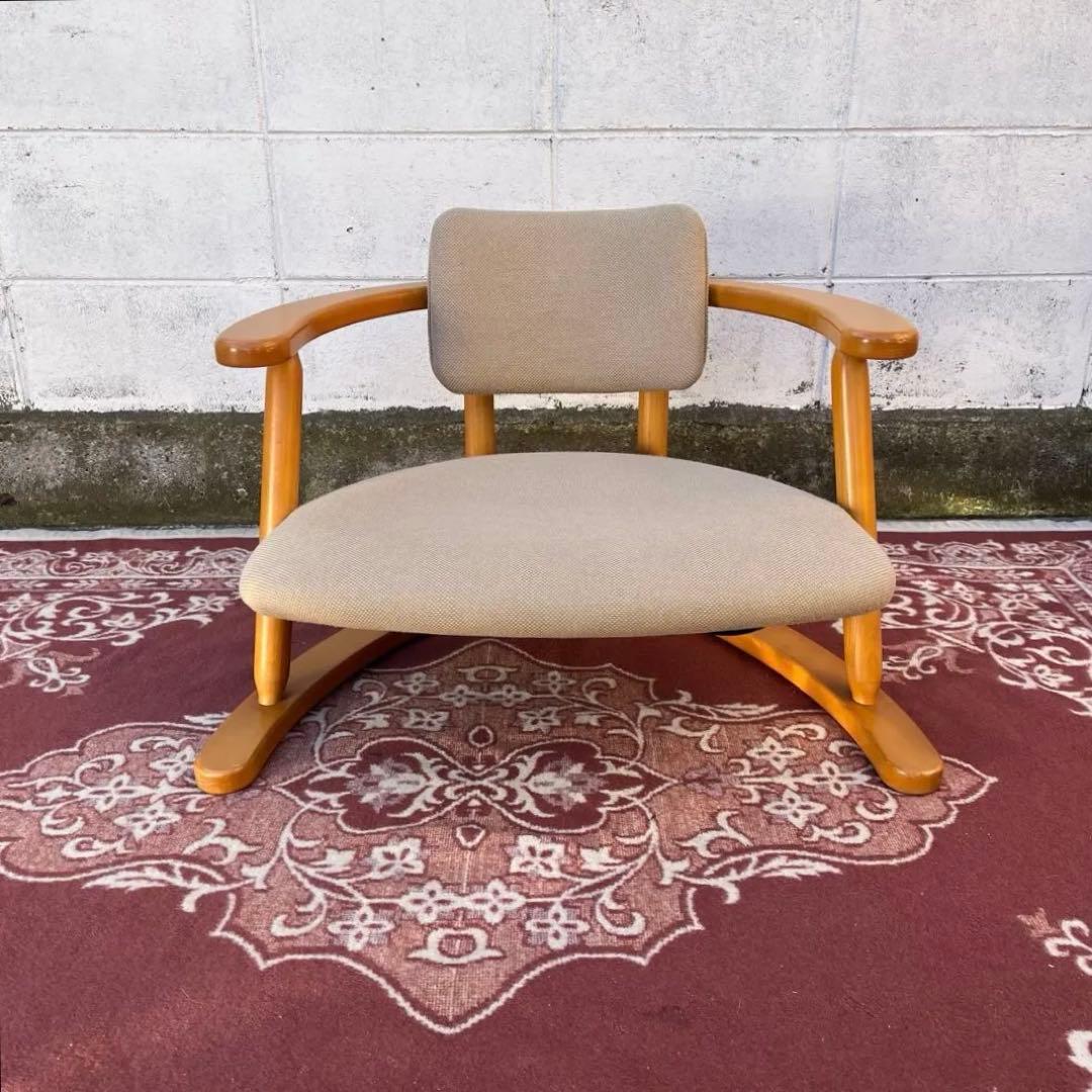 無限工房◾️かに座椅子 ローチェア 福竹産業 木製家具 リラックスチェア