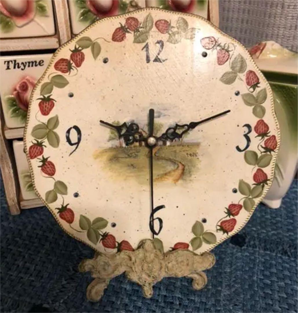壁掛け時計　手作り　トールペイント
