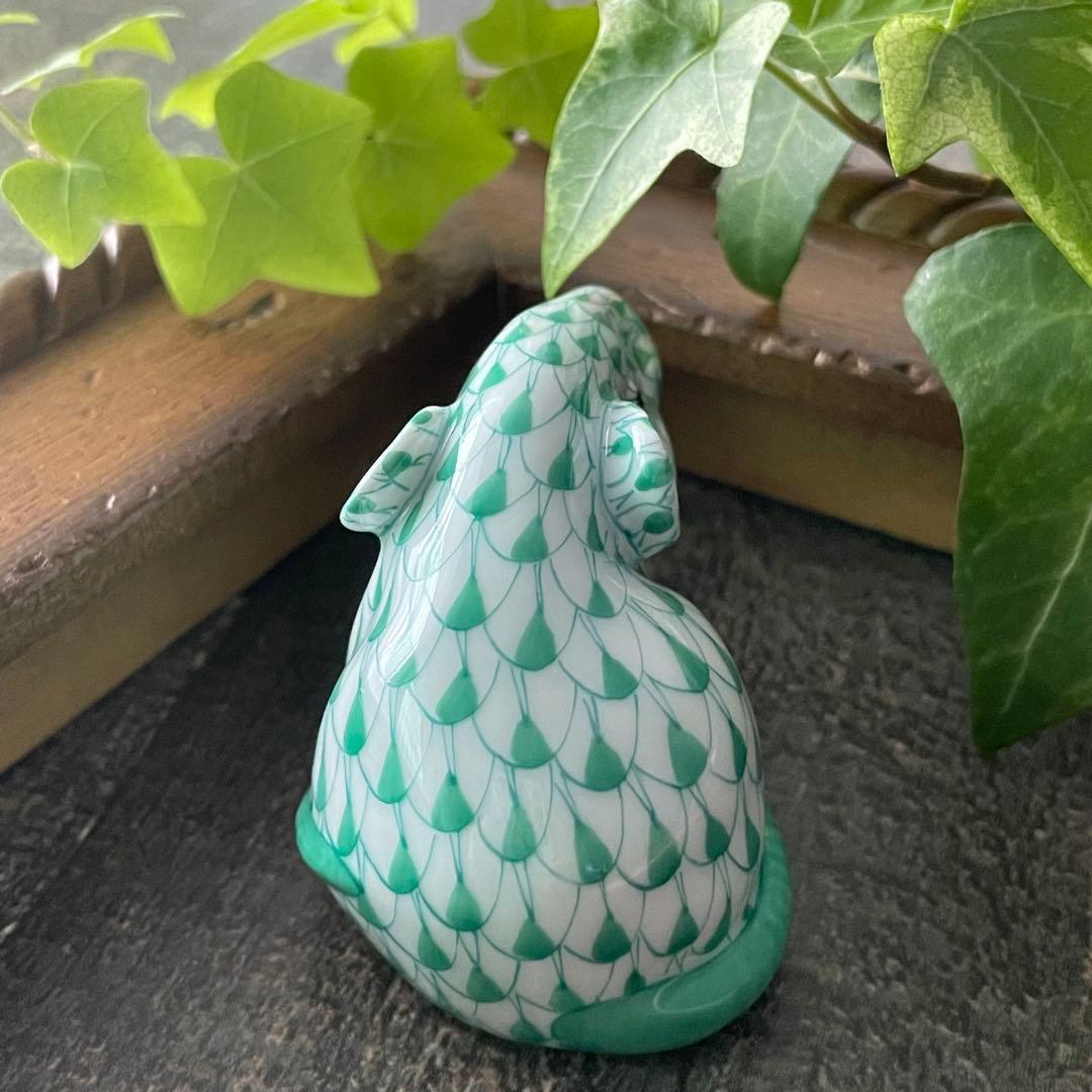 HEREND ゾディアック　十二支フィギュリン　グリーン　ネズミ