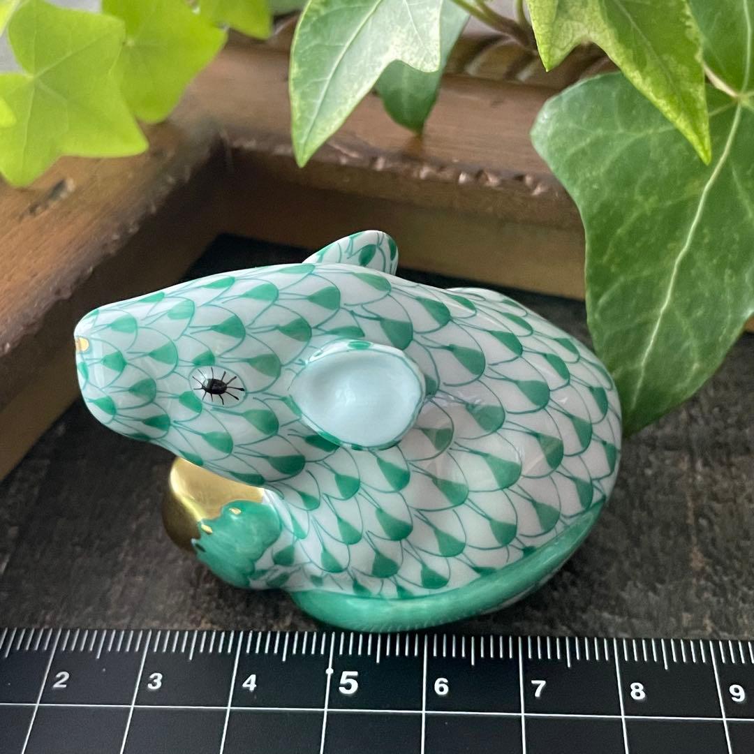 HEREND ゾディアック　十二支フィギュリン　グリーン　ネズミ