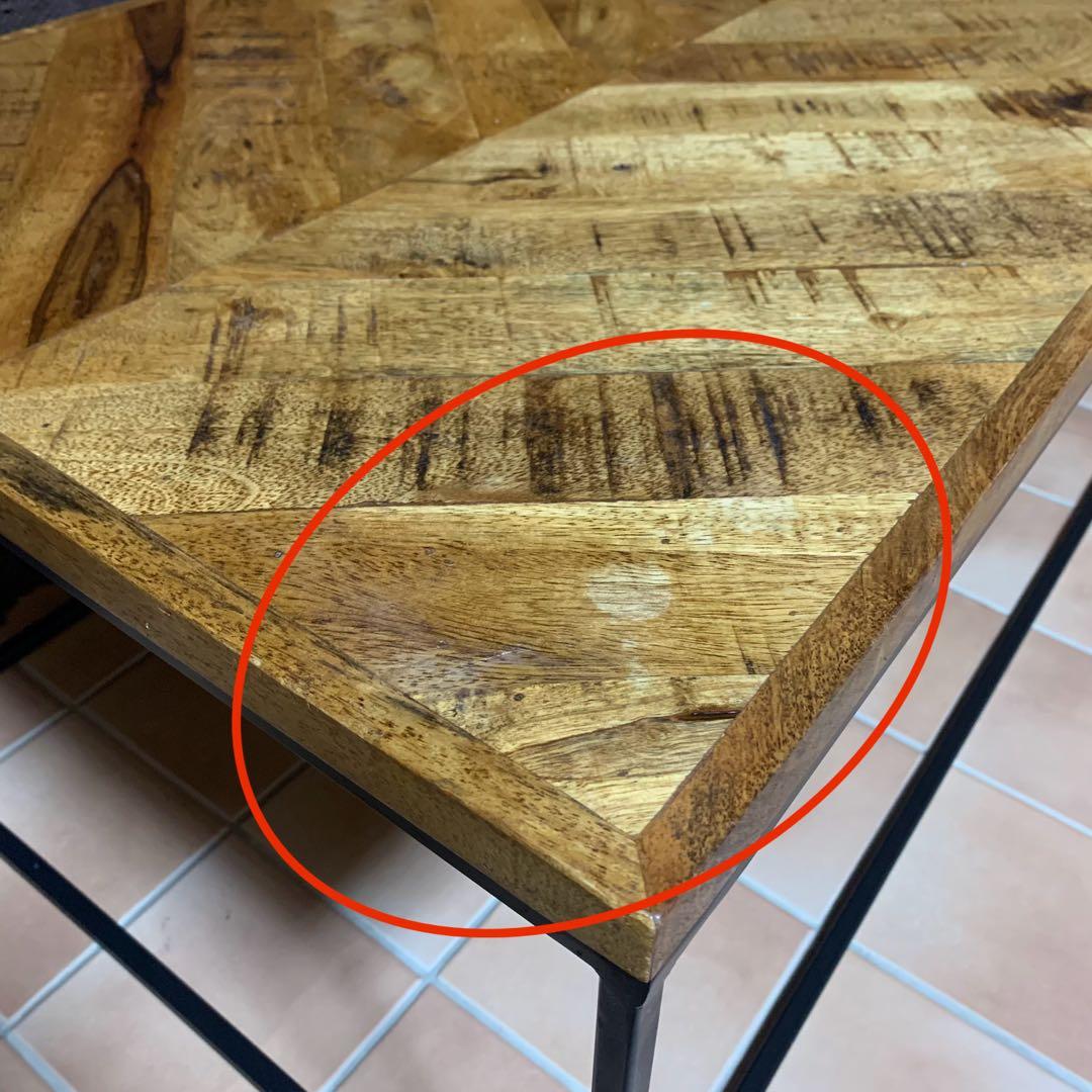 【インダストリアル家具】ヘリンボーン テーブル センター ロー マンゴー 無垢材