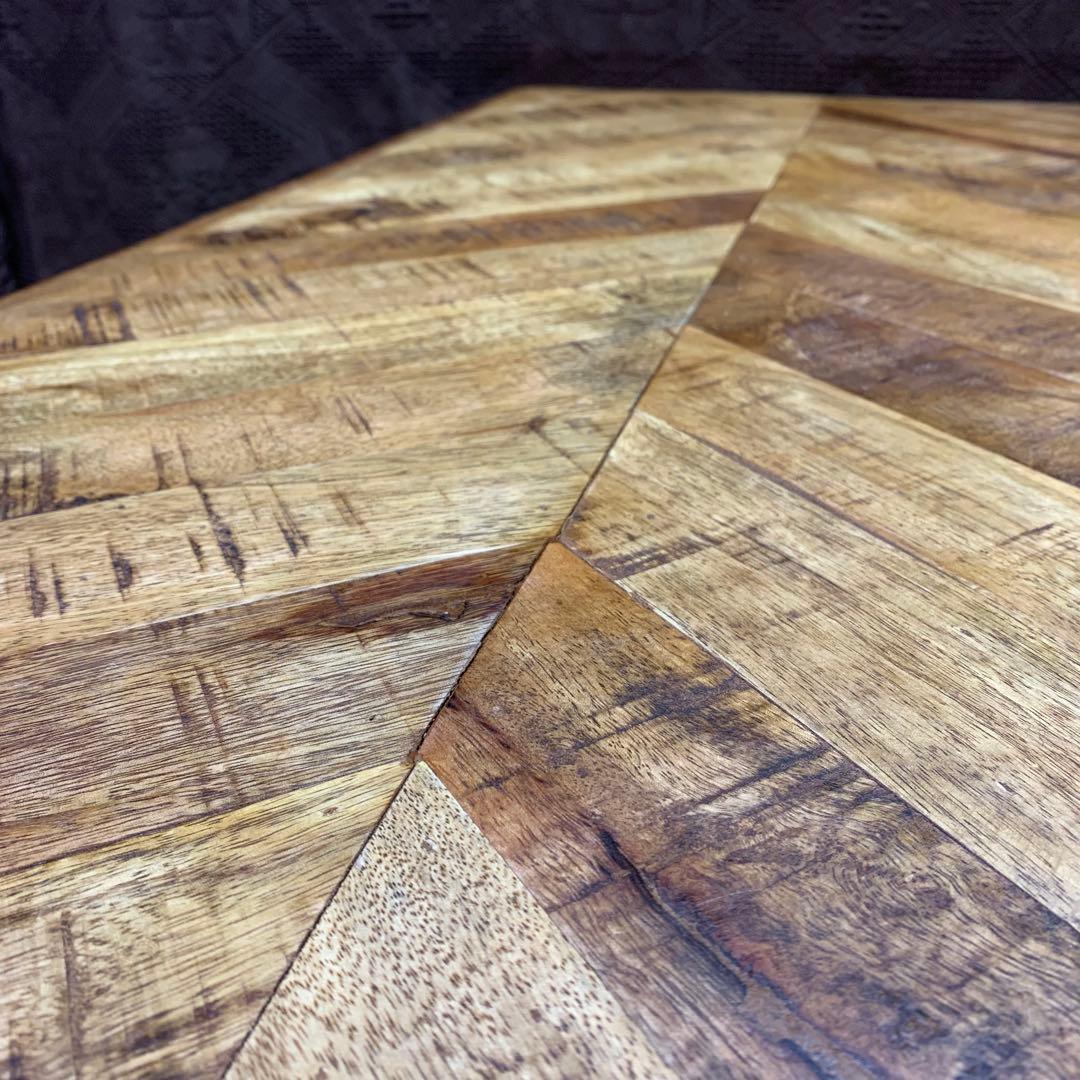 【インダストリアル家具】ヘリンボーン テーブル センター ロー マンゴー 無垢材