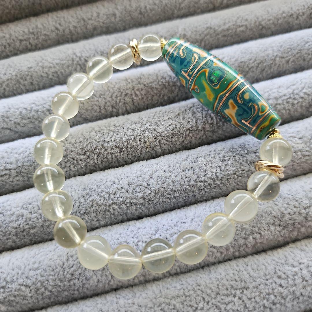 漆　天珠　レモンクォーツ　スターレモンクォーツ　ブレスレット