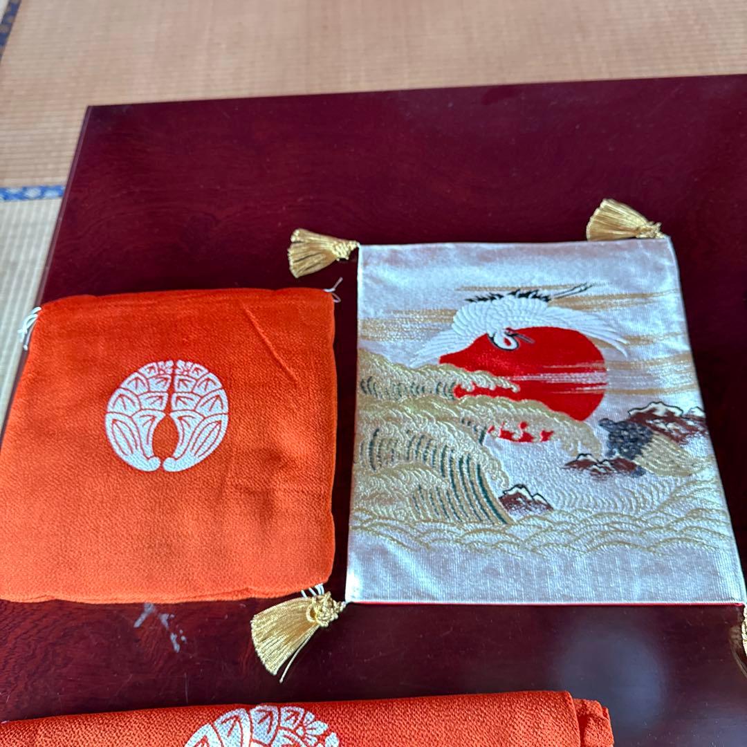 重箱　家紋入り　セット　アンティーク　お重　おせち　正月