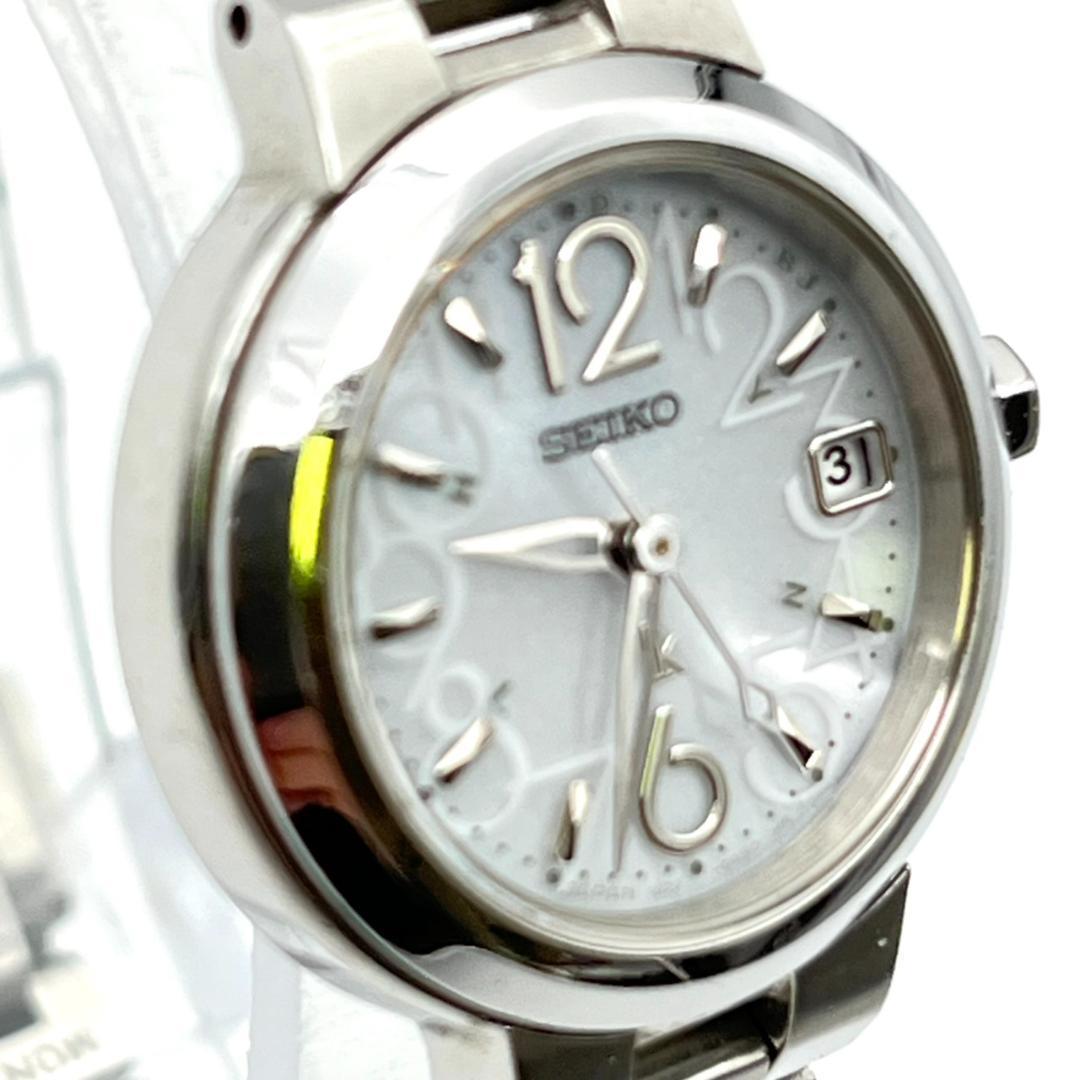 美品 セイコー 腕時計 ルキア 電波ソーラー電池 ラウンド 3針 レディース