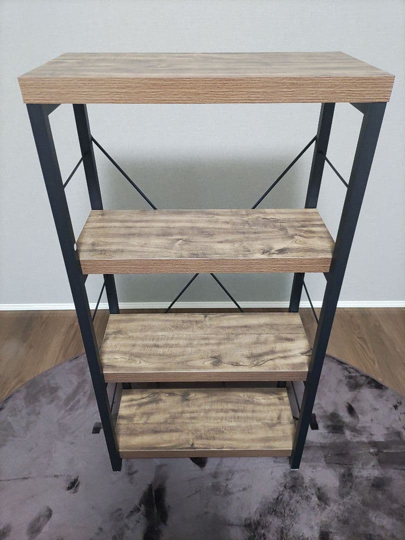 木目調 4段 オープンシェルフ モダンデザイン