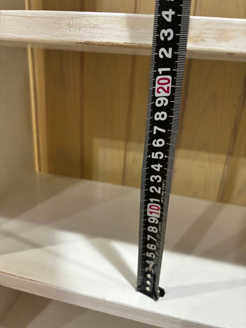 カントリー家具　ハンドメイド　シャビーホワイトアンティーク仕上げ　3段棚