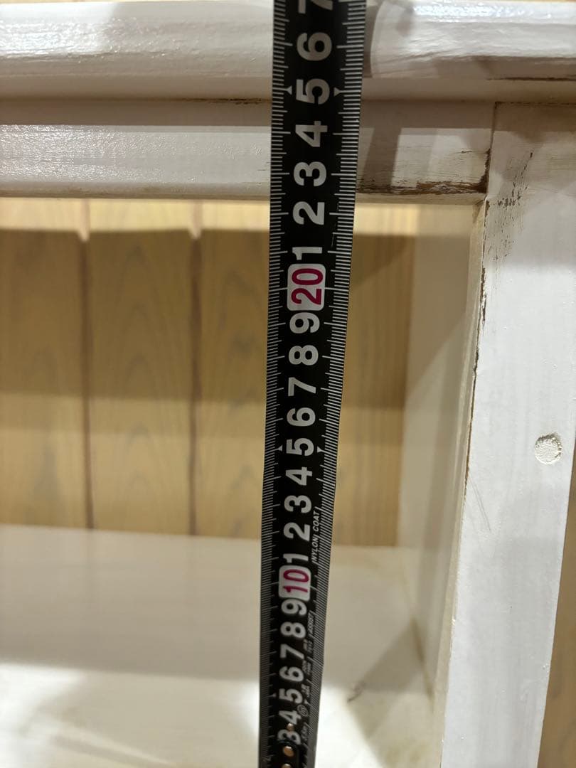 カントリー家具　ハンドメイド　シャビーホワイトアンティーク仕上げ　3段棚