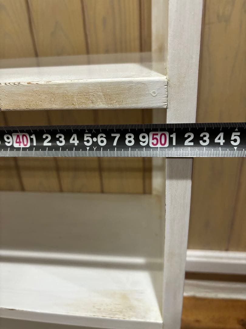 カントリー家具　ハンドメイド　シャビーホワイトアンティーク仕上げ　3段棚