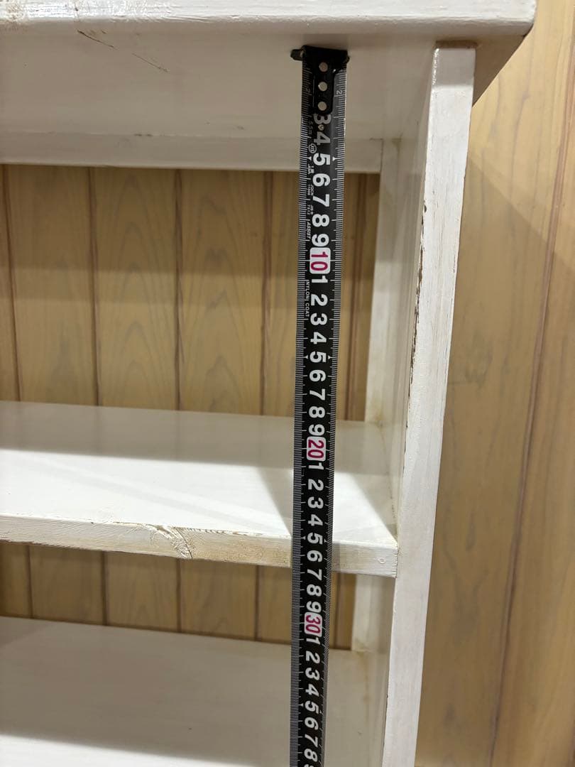 カントリー家具　ハンドメイド　シャビーホワイトアンティーク仕上げ　3段棚