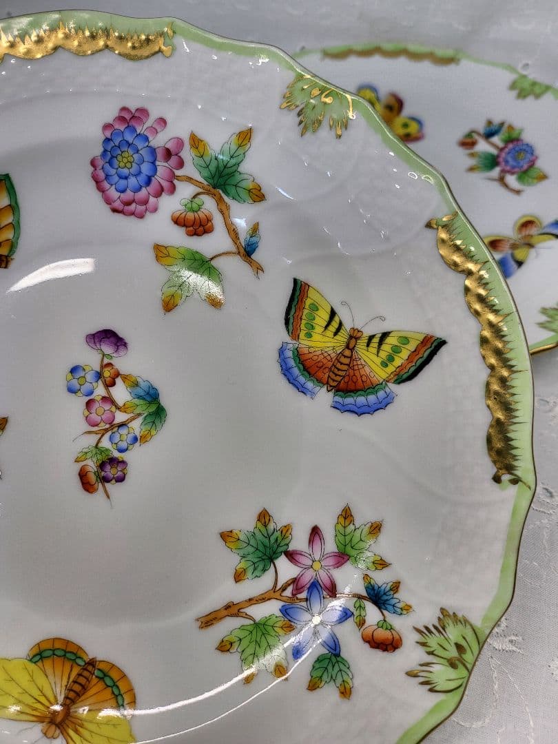 2枚✨ヘレンド ヴィクトリアブーケ サラダ デザート プレート 19皿 花蝶①