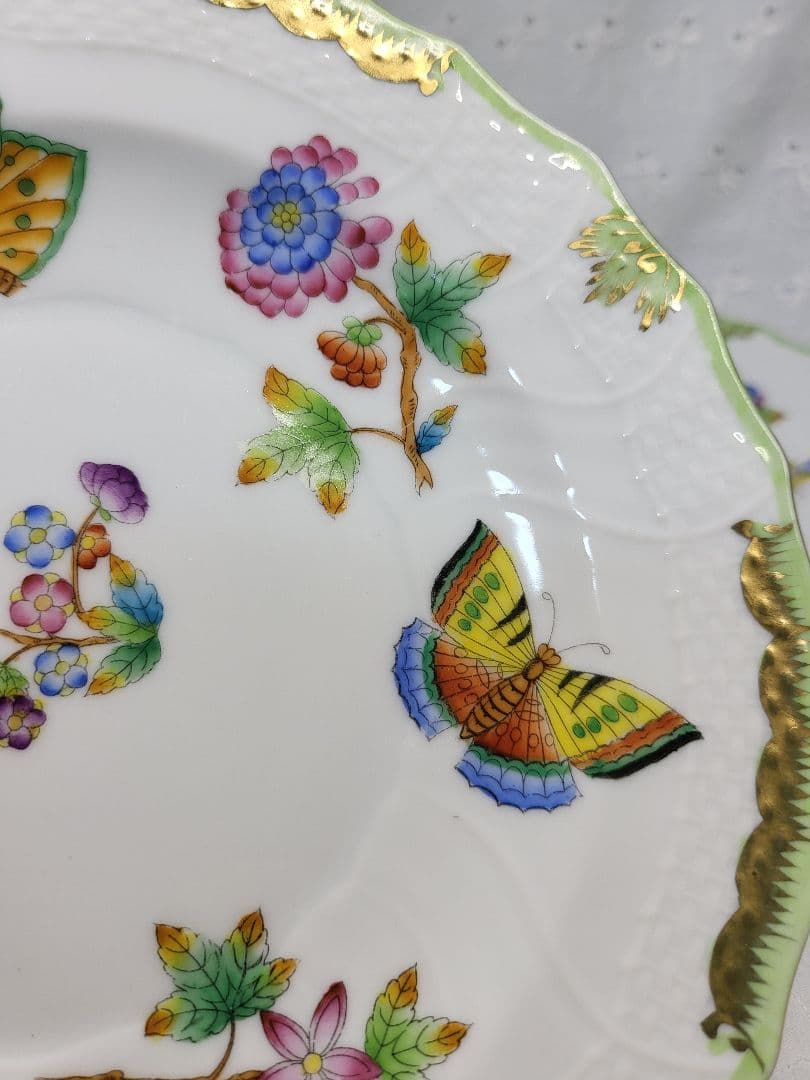 2枚✨ヘレンド ヴィクトリアブーケ サラダ デザート プレート 19皿 花蝶①