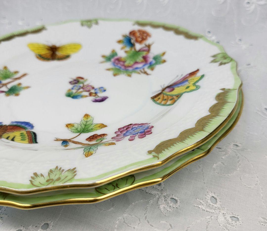 2枚✨ヘレンド ヴィクトリアブーケ サラダ デザート プレート 19皿 花蝶①