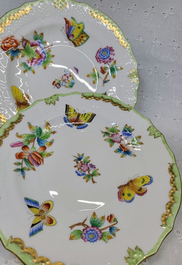 2枚✨ヘレンド ヴィクトリアブーケ サラダ デザート プレート 19皿 花蝶①