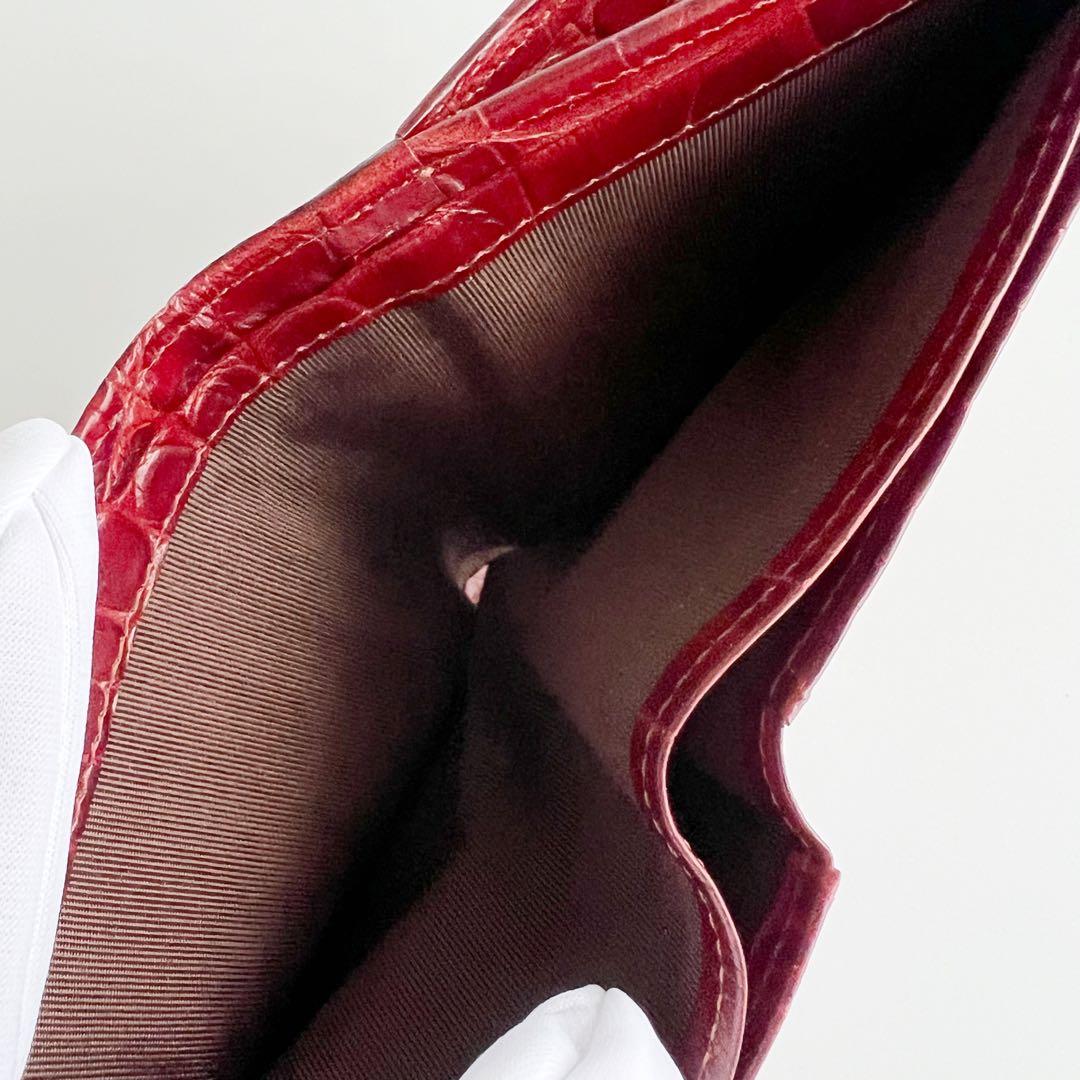 新品 未使用　aniary アニアリ　2つ折り財布　クロコダイル　ワイン