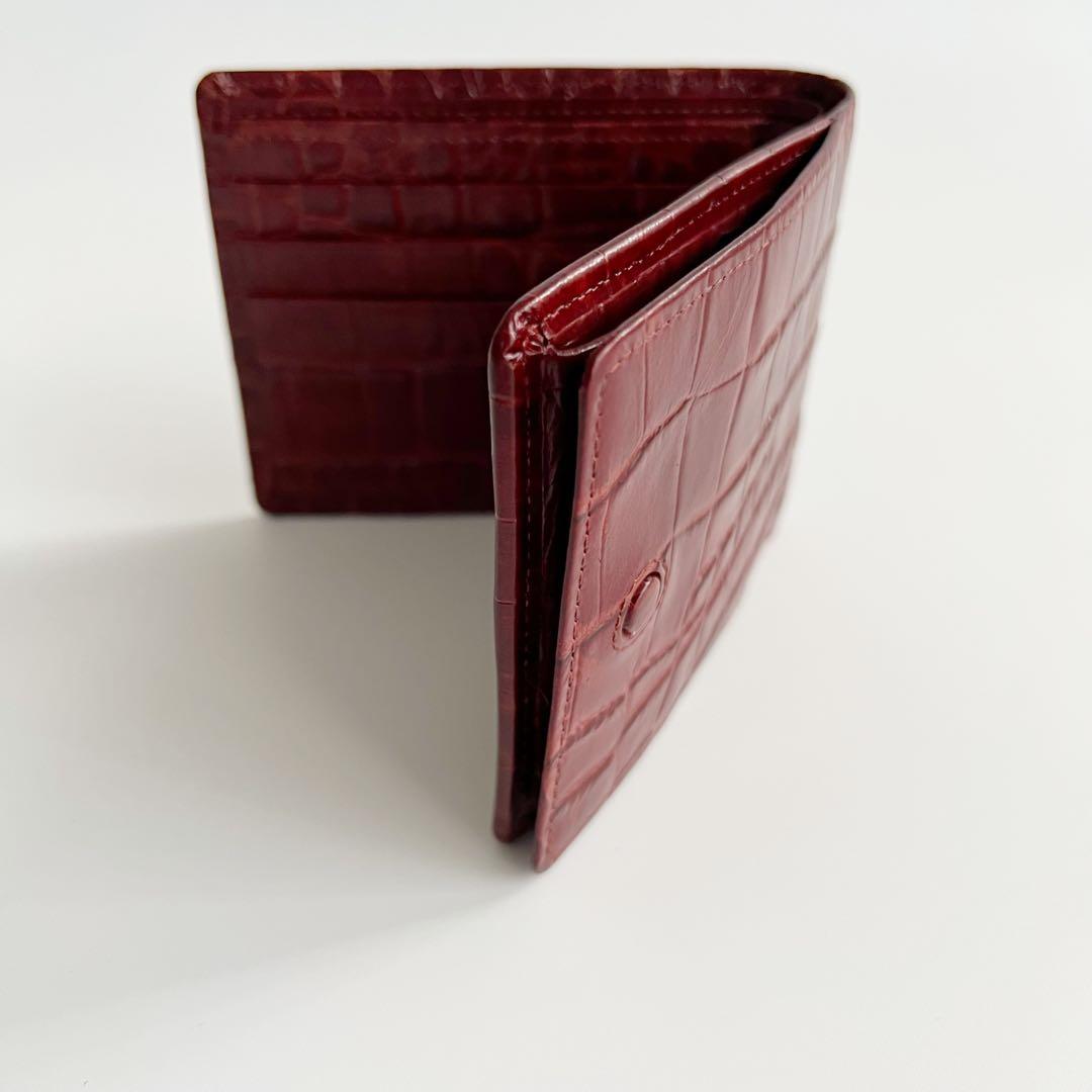 新品 未使用　aniary アニアリ　2つ折り財布　クロコダイル　ワイン