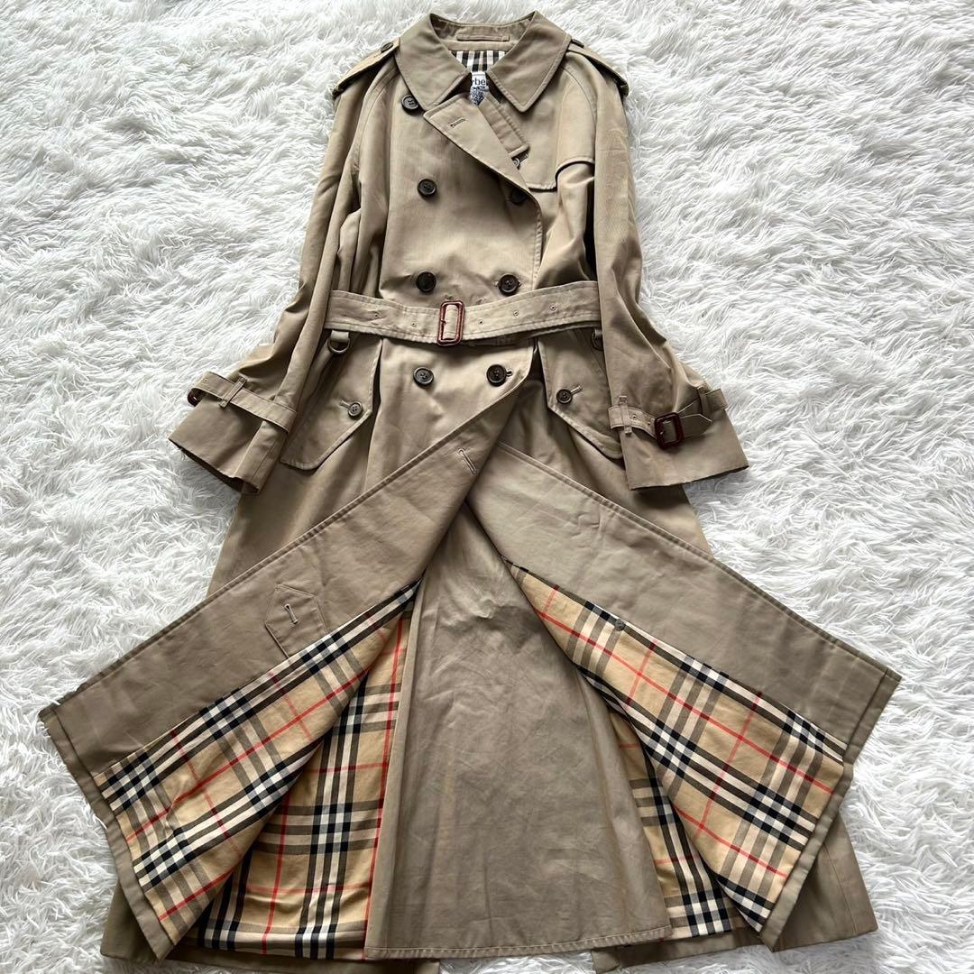 【美品】BURBERRY バーバリー トレンチコート　ロング丈　ベージュ　L相当