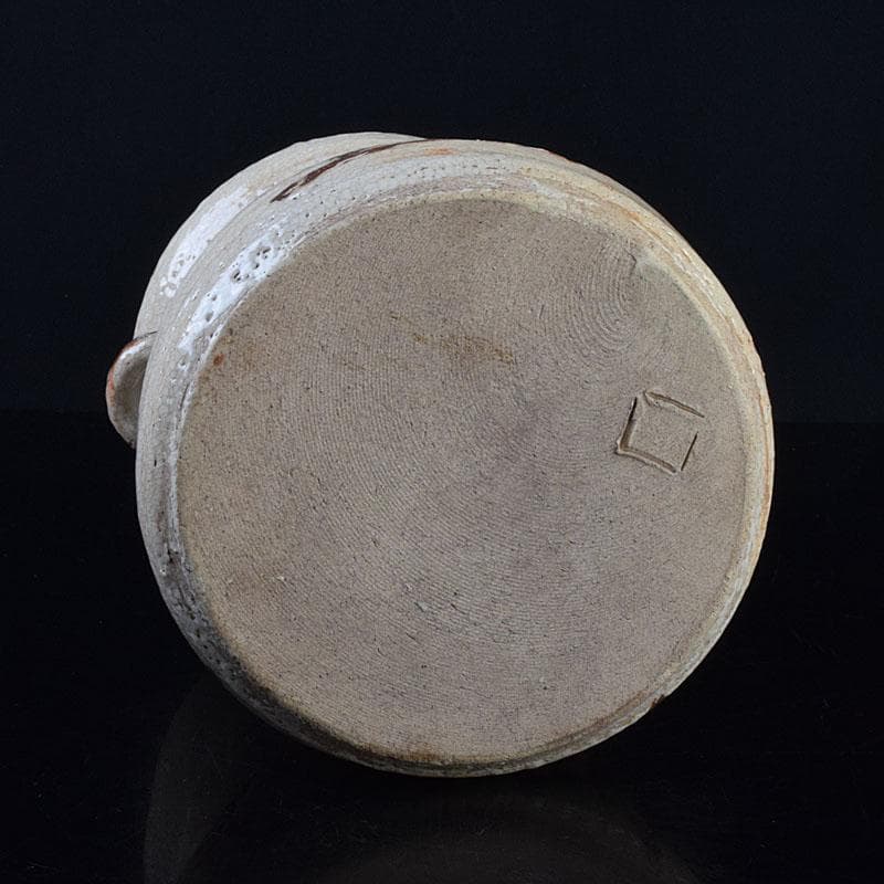 北大路魯山人作　志野焼　草文　水指　黒田陶々庵極め箱　D　R9297H