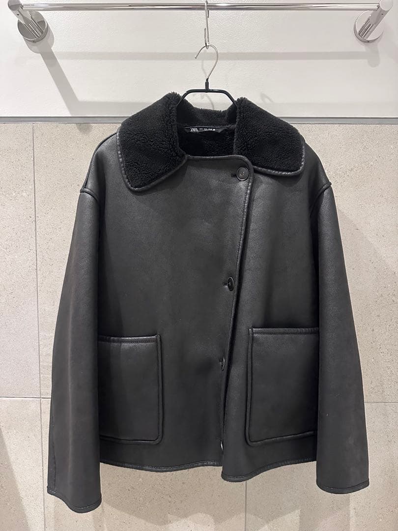 【美品】ZARA ZWダブルフェイスジャケット サイズS 黒