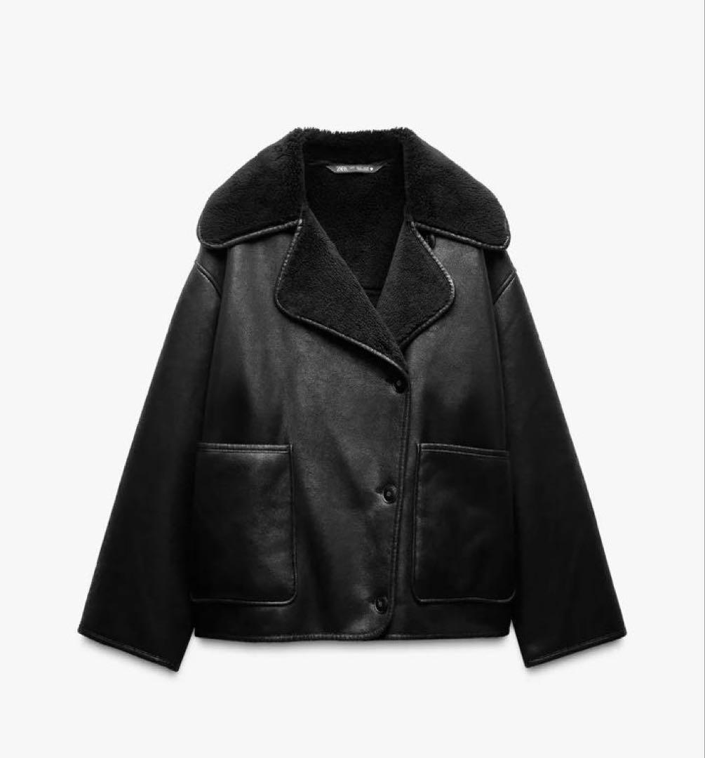 【美品】ZARA ZWダブルフェイスジャケット サイズS 黒