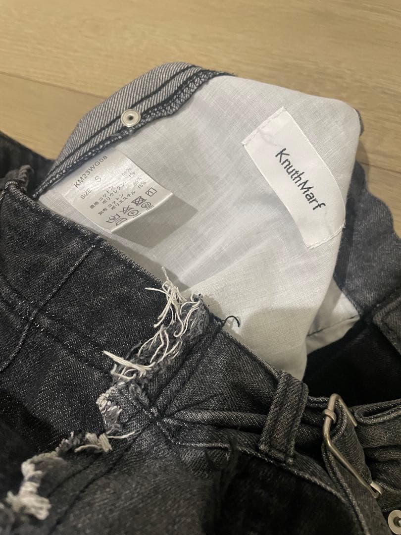 【完売品】Knuth Marf ツーバックルパッチワークデニム 黒　ユニセックス