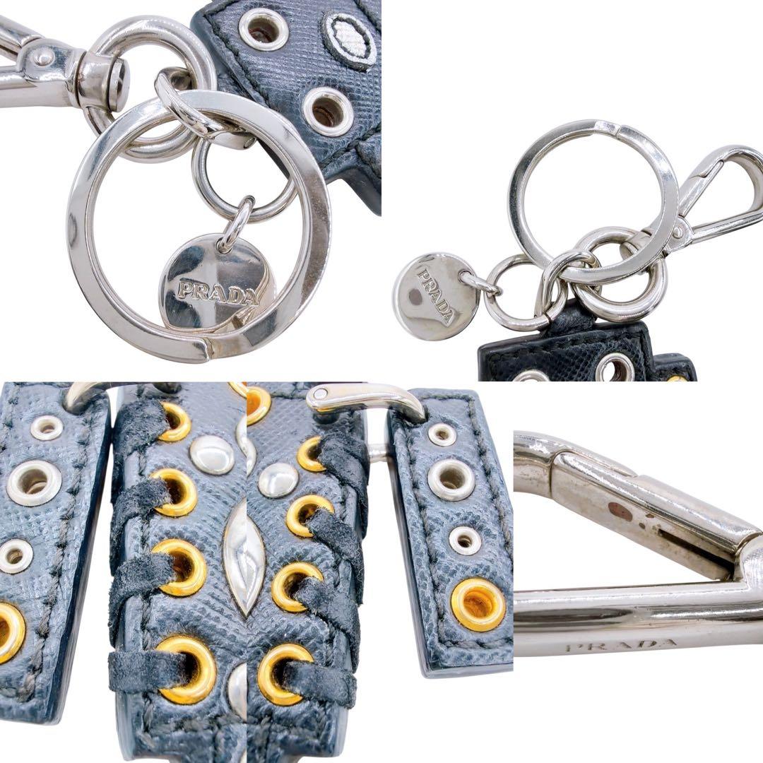 【美品】プラダ ロボット チャーム キーリング キーホルダー レザー ブラック