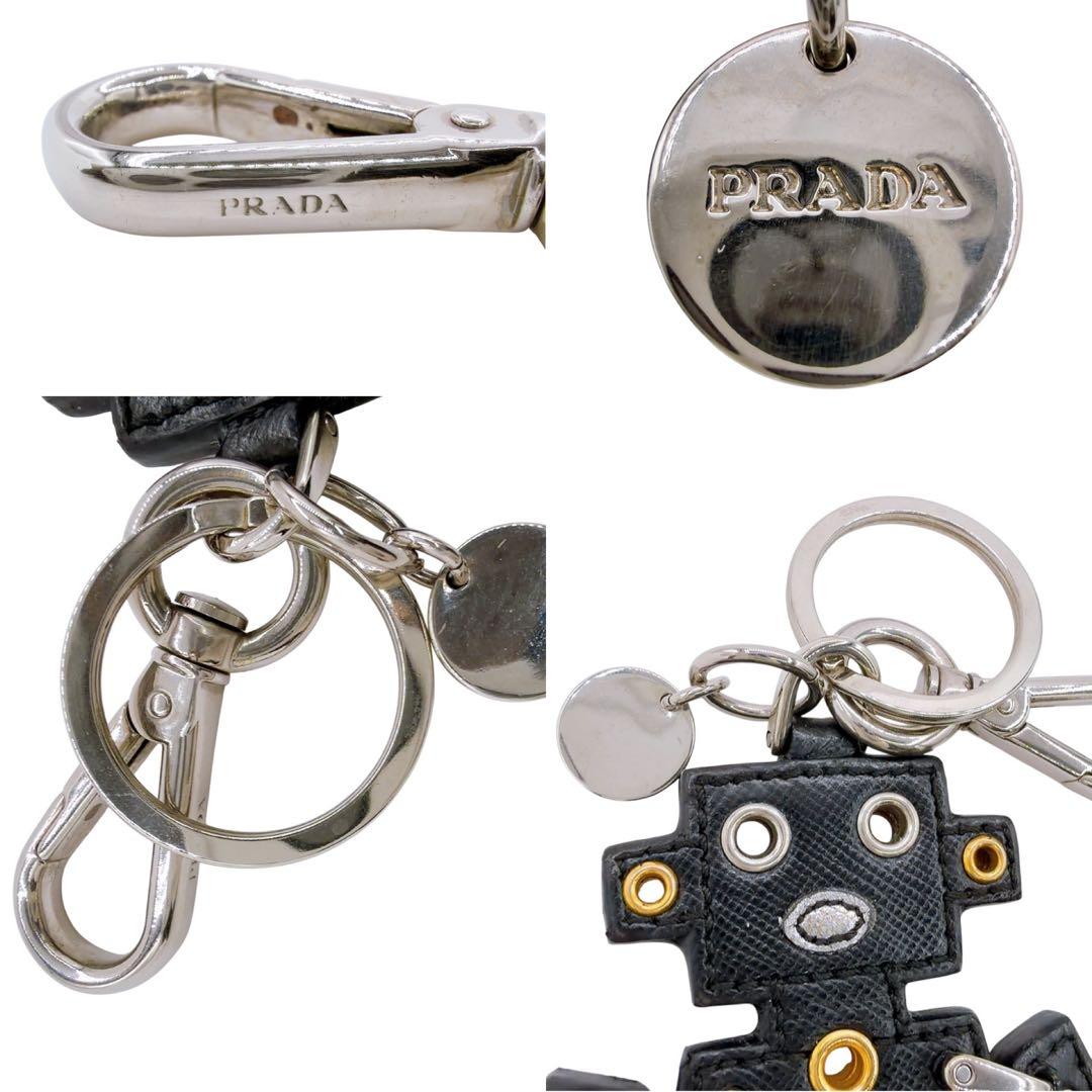 【美品】プラダ ロボット チャーム キーリング キーホルダー レザー ブラック