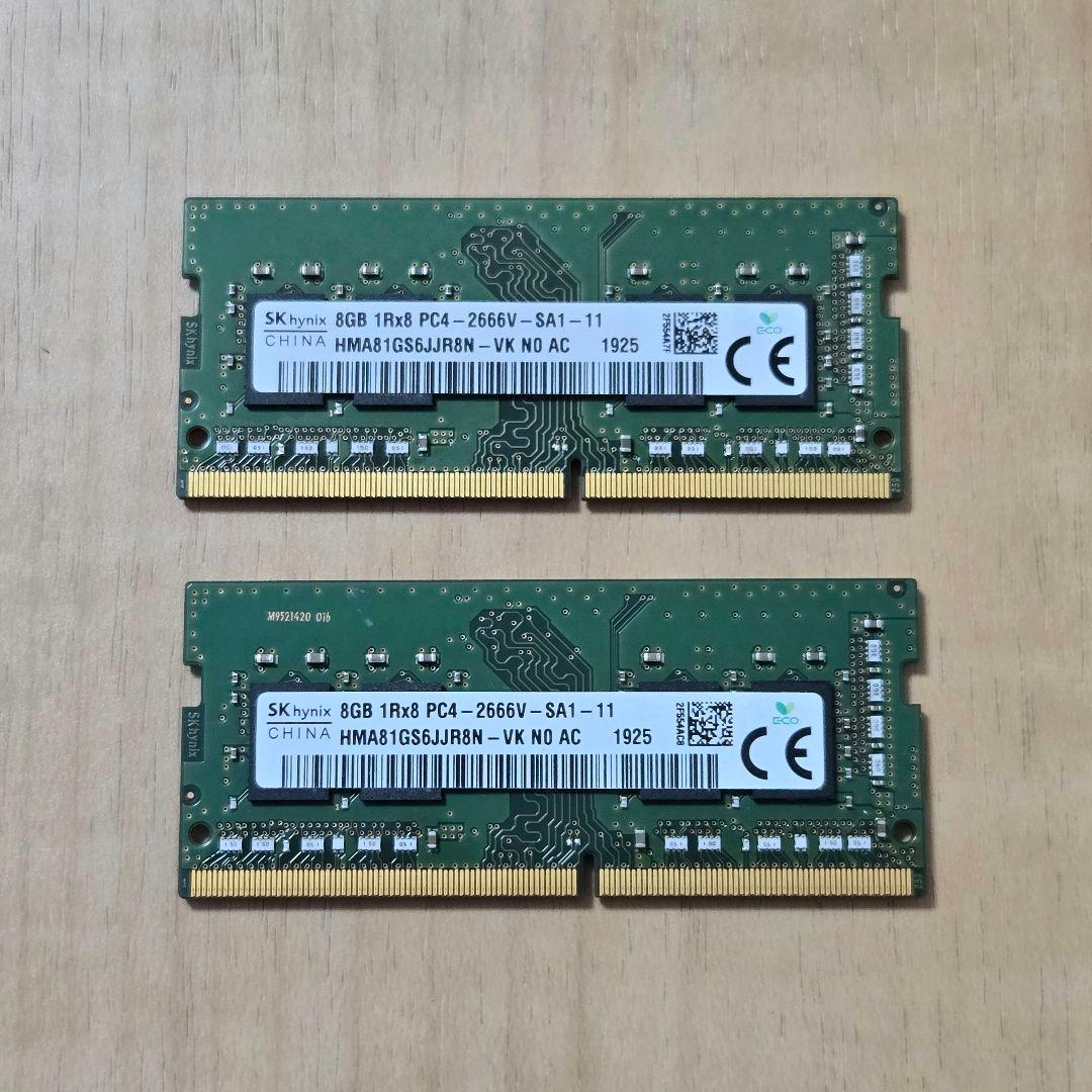 SK hynix ddr4-2666 8GB×2 ノートPC用メモリ