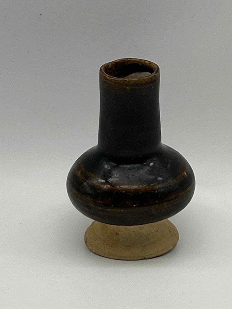 宋時代 醬釉 吉州窯小瓶 花入れ 黒釉 海鼠釉 唐物　希少貴重古賞物(F-83)