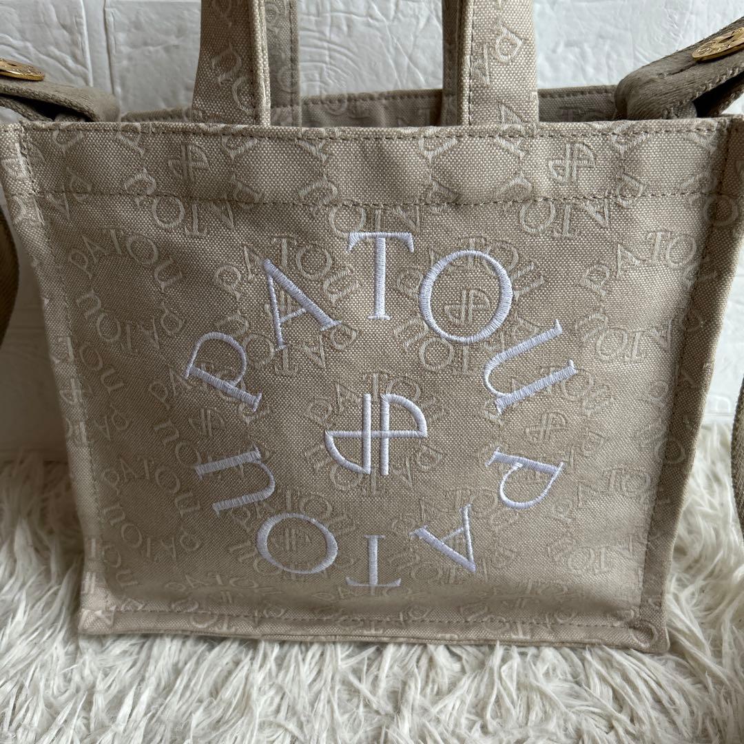【極美品】PATOU パトゥ キャンバス 総柄 スモール トートバッグ ベージュ