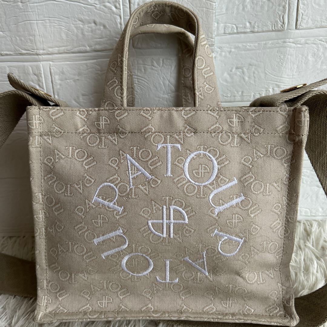【極美品】PATOU パトゥ キャンバス 総柄 スモール トートバッグ ベージュ