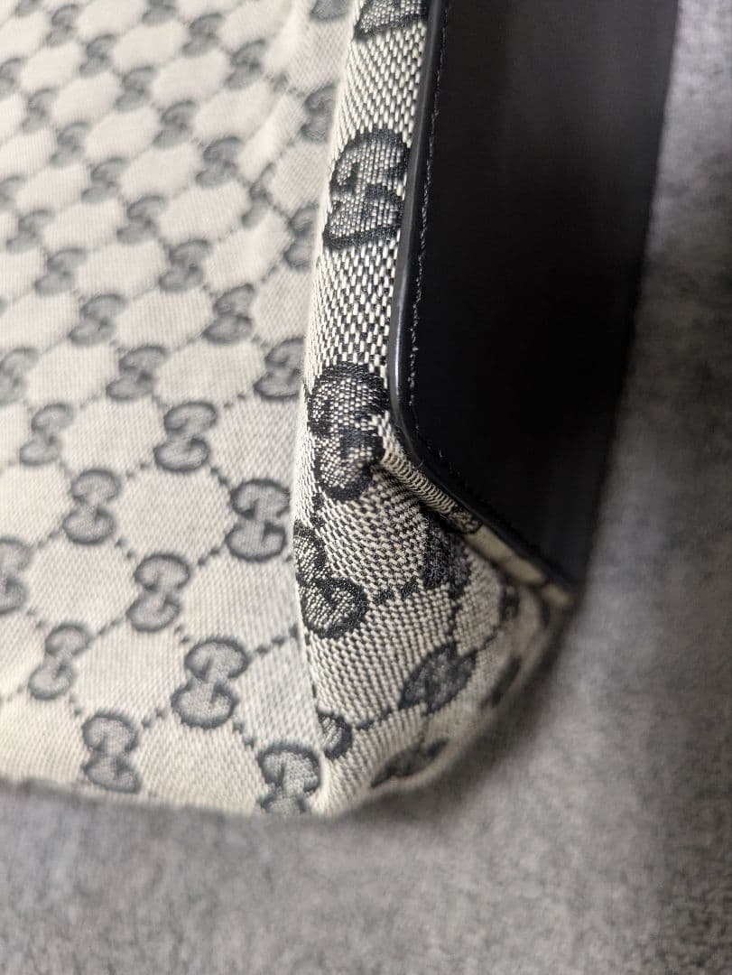 グッチ GG柄 キャンバス レザー トートバッグ ハンドバッグ 黒