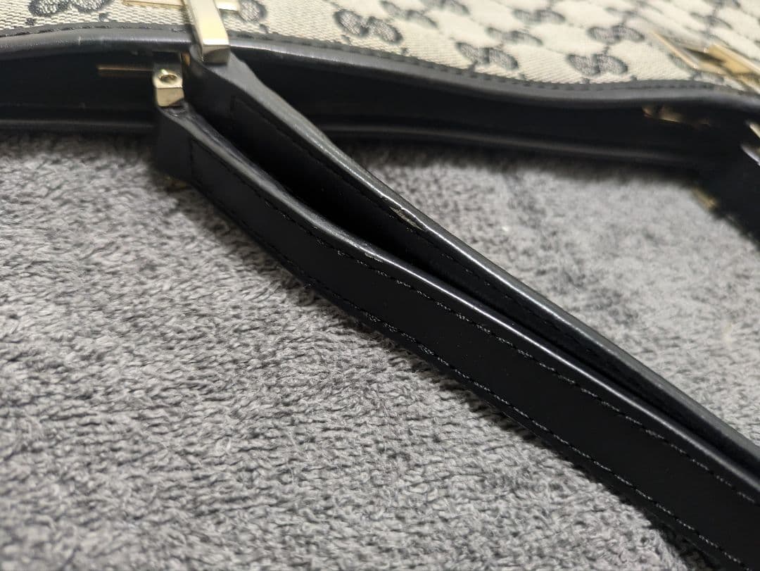 グッチ GG柄 キャンバス レザー トートバッグ ハンドバッグ 黒