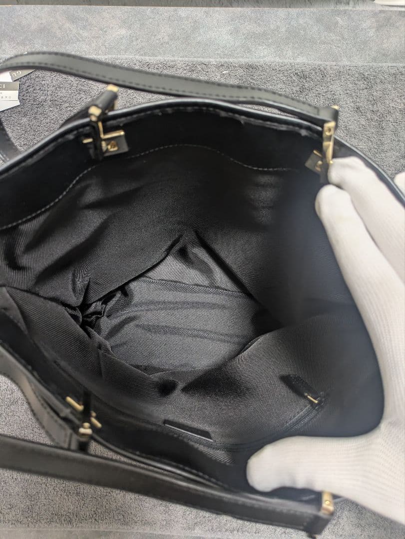 グッチ GG柄 キャンバス レザー トートバッグ ハンドバッグ 黒