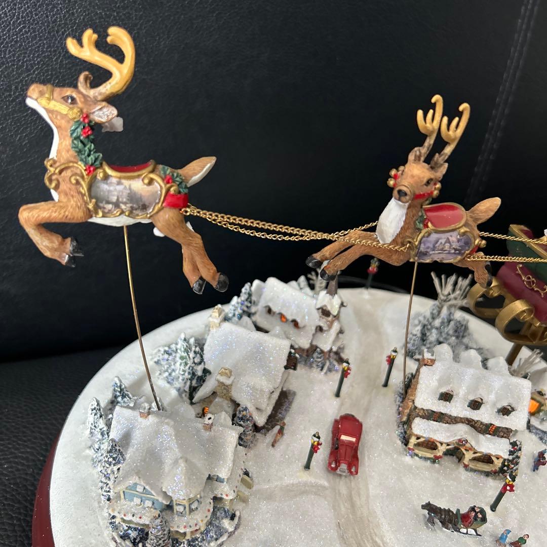 ★トーマスキンケード クリスマス サンタ＆トナカイ オルゴール ライトアップ