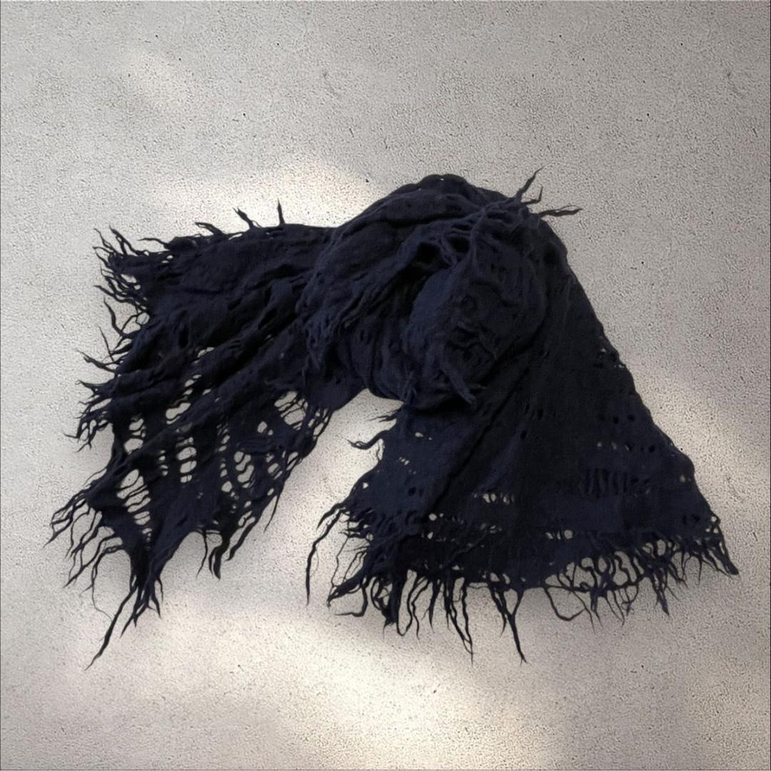 入手困難 Y’s ヨウジヤマモト クラッシュ編 厚手ウールストール 大判 y2k